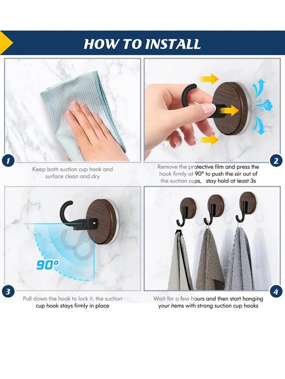 New Open Box 2Suction Cup Hooks for Shower, Shower Hooks Mounting on Glass Doors